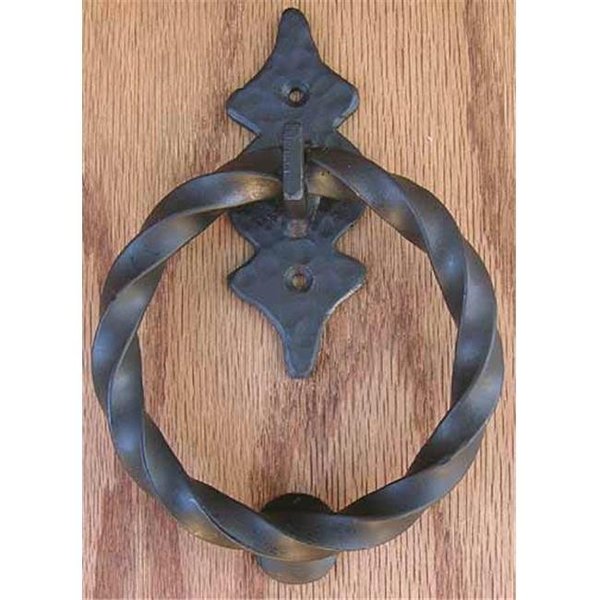 Agave Ironworks Agave Ironworks KN013-PU017-04 6 Pt Back Twisted Ring Knocker And Door PullDark Bronze KN013/PU017-04